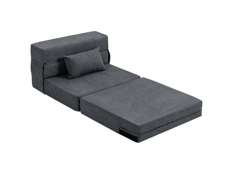  Chauffeuse convertible 1 place avec coussin tissu gris foncé 80x80x64 cm  - Conforama B