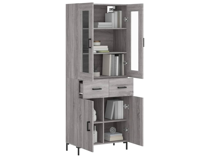  Buffet haut - bahut - meuble de rangement sonoma gris 69,5x34x180 cm bois d'ingénierie  - Conforama C