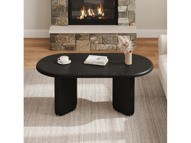  Table basse ovale 99x50x40 cm en mdf noir effet bois  - Conforama E