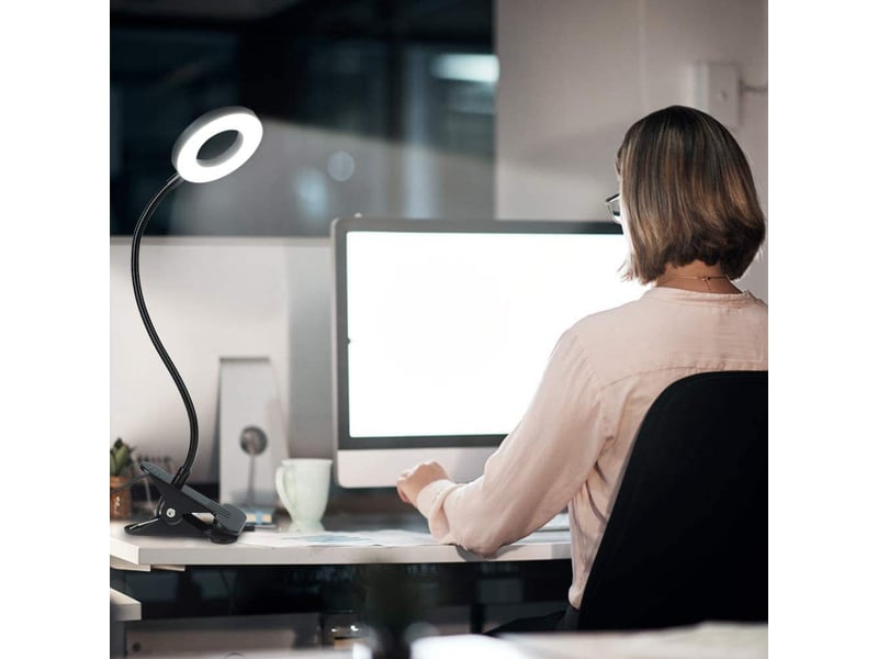  Lampe de bureau à pince flexible à 360° 3 modes d’éclairage &amp;10 niveaux de luminosité  - Conforama D