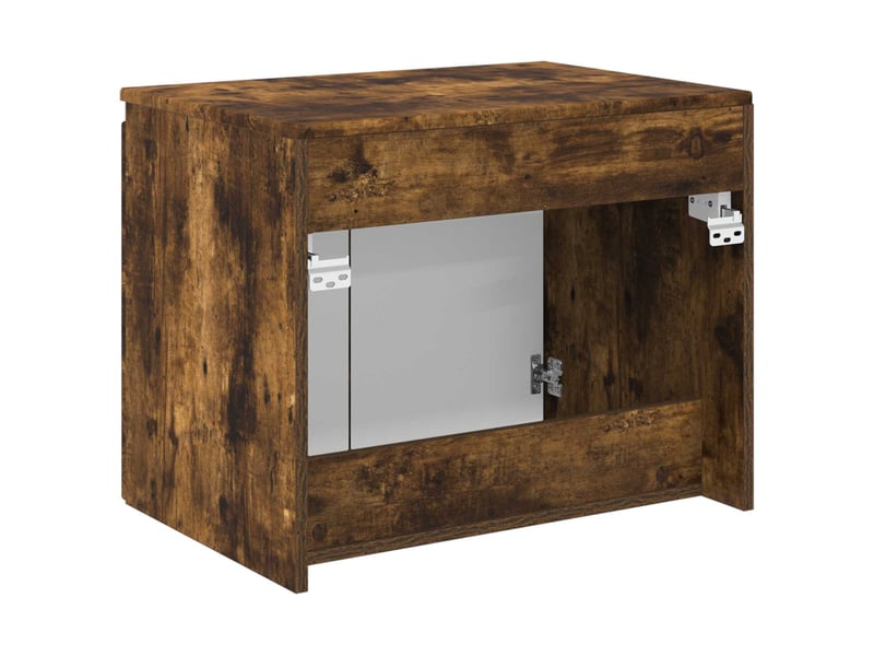  Cabinet salle de bain mural, meuble de rangement chêne fumé 62.5x44.5x50 cm  - Conforama E
