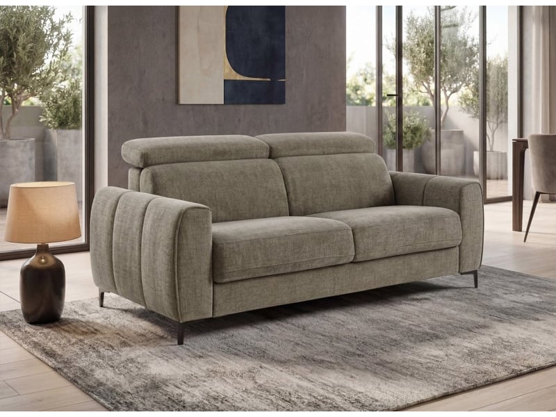  Canapé convertible express 3 places en velours texturé taupe caleb KF8571E-3-TAU - Conforama B
