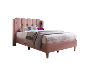 Lit simple 90x200 cm HAVRYA coloris rose