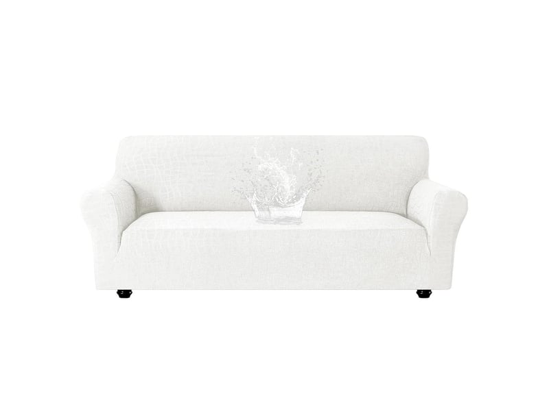  Housse de canapé imperméable 3 places avec accoudoirs crème 185-215cm  - Conforama A