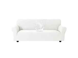 Housse de canapé imperméable 3 places avec accoudoirs crème 185-215cm