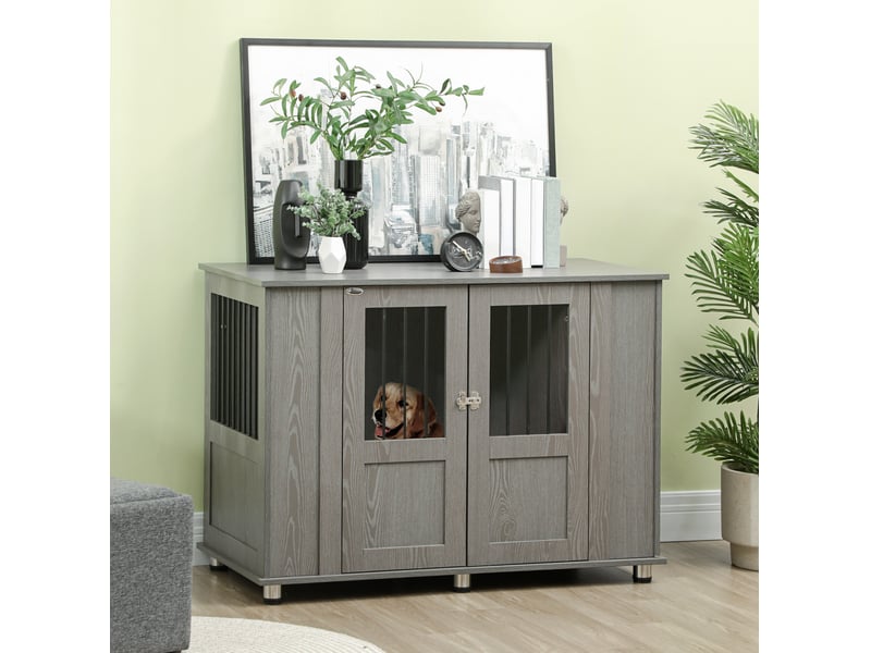  Meuble avec serrure 114x60x82 cm bois gris  - Conforama B
