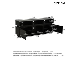 Meuble tv coloris noir 160 cm <strong>MEULVA</strong> <strong></strong>
