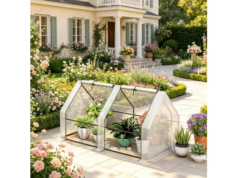  Mini-serre de jardin 180 x 90 x 90 cm avec bâche en polyéthylène 140 gm² et 2 fenêtres enroulables  - Conforama D