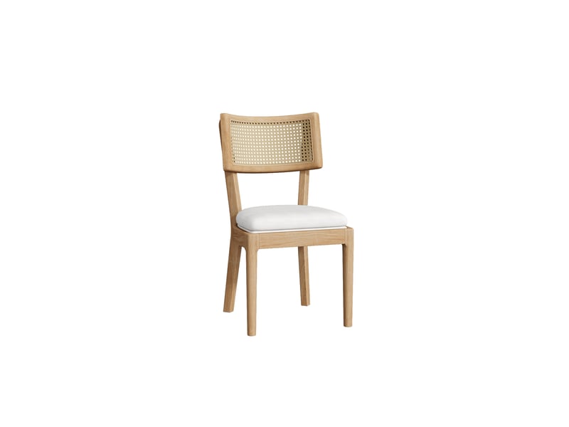  Lot de 2 chaises repas 58x50x88 cm avec dossier rotin assise lin mousse densité élevée bois moderne bois naturel  - Conforama R
