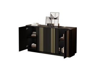 Buffet 4 porte(s) PEXCHO - 140 cm coloris noir