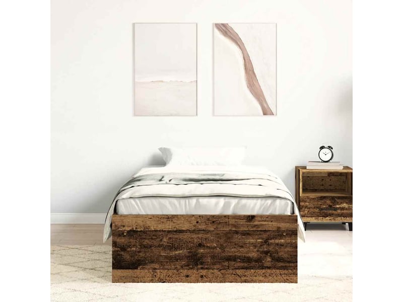  Lit simple- lit adulte -  cadre de lit sans matelas vieux bois 90x200 cm bois ingénierie  - Conforama B