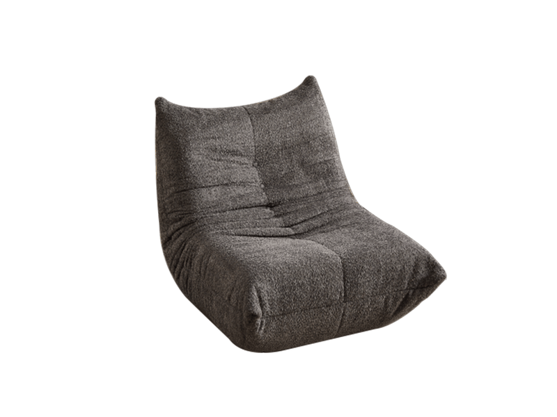  Fauteuil de sol gris en chenille, mousse épaisse, sans accoudoirs, chaise lounge décorative, salon, chambre, salle de jeux, bureau  - Conforama A