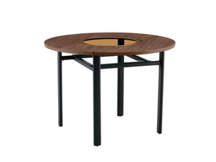 Table ronde, 100 cm, table repas table à manger, pratique, plateau mdf, verre et bois, piètement métal, coloris noir