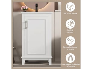 Petit meuble salle de bain 51cm sur pied avec vasque céramique blanc