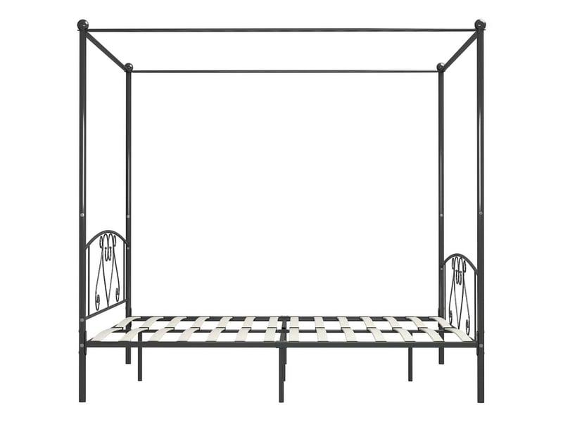  Lit double- lit adulte -  cadre de lit à baldaquin sans matelas gris métal 200x200 cm  - Conforama C