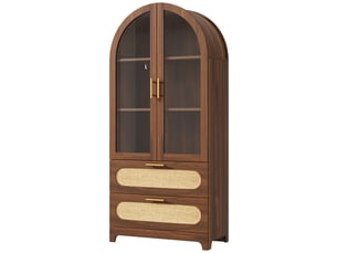 Vitrine coloris bois foncé 3 étagère(s) BEAUNIV  - 80 cmx175 cm