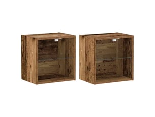 Étagère flottante, armoire de rangement avec lumière led avec étagère 2 pièces marron cf41634