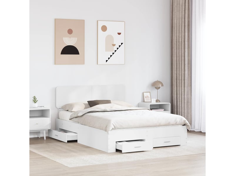  Lit double- lit adulte -  cadre de lit avec tiroir blanc 160 x 200 cm bois d'ingénierie  - Conforama B