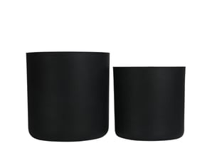 Ensemble de 2 pots de plantes ronds en béton, grands pot de fleurs extérieur intérieur faits main rustiques décoratifs avec trous de drainage pour jardin patio, 34 x 32 cm & 40 x 40 cm (noir)