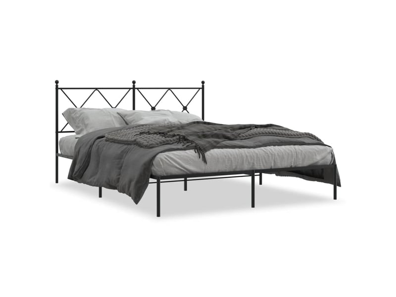  Lit double- lit adulte -  cadre de lit métal sans matelas et tête de lit noir 160x200 cm  - Conforama A