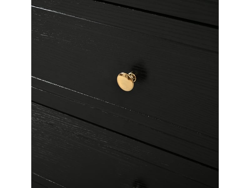  Commode avec 6 tiroirs et pieds en métal pour salon ou chambre en mdf 120×40×75 cm noire  - Conforama D