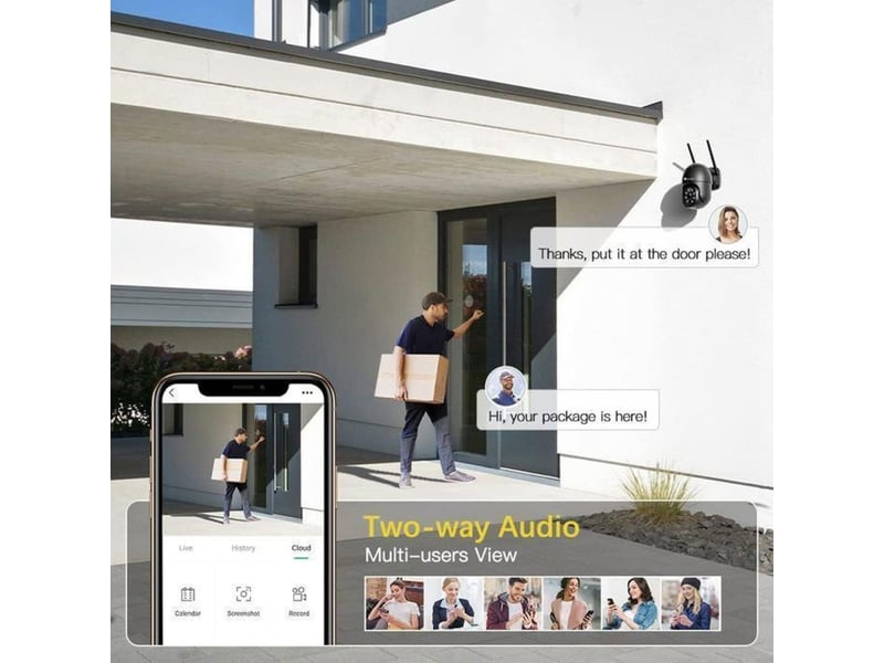  Camera wifi exterieur 2k 4mp pir detection noire 149519_AAAKF03540_6_DROPFR - Conforama D