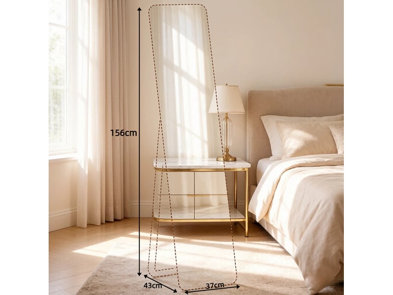  Miroir sur pied 37x43x156 cm rectangulaire bois noyer clair  - Conforama E