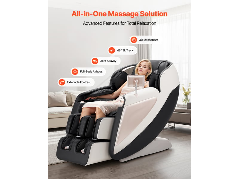  Fauteuil de massage 3d vevor bh-6208, rail sl, zéro gravité, 18 modes automatiques, 36 airbags, chauffant, bluetooth, écran lcd BH-6208 - Conforama B