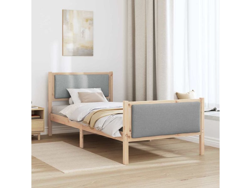  Lit simple- lit adulte -  cadre de lit avec tête de lit gris clair 100 x 200 cm tissu  - Conforama C