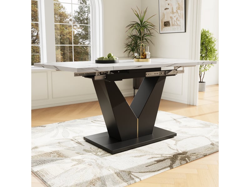  Ensemble table et chaises avec 1 table et 4 chaises  - table extensible - mdf, métal et velours - multicolore  - Conforama C