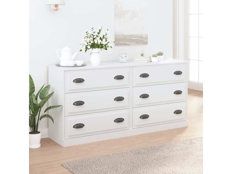  Buffets 2 pcs - bahut - meuble de rangement blanc bois d'ingénierie  - Conforama B