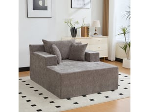 Canapé modulable en tissu chenille gris - canapé compressé sans montage pour salon moderne