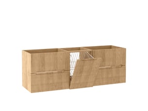 Ensemble salle de bain avec panier à linge novo l.160 cm effet chêne hikora