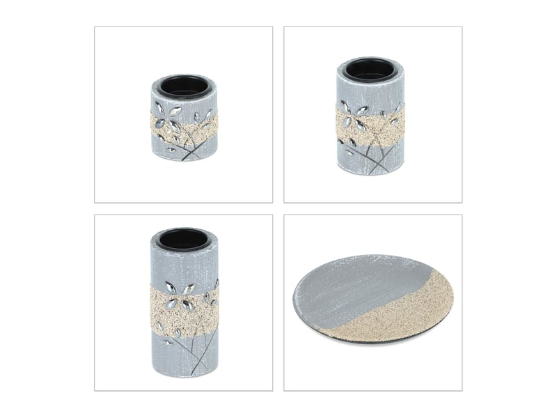  Lot de 3 bougeoirs décoratifs modernes avec soucoupe ronde 30 x 30 x 5 cm en verre blanc 13_0011901  - Conforama E