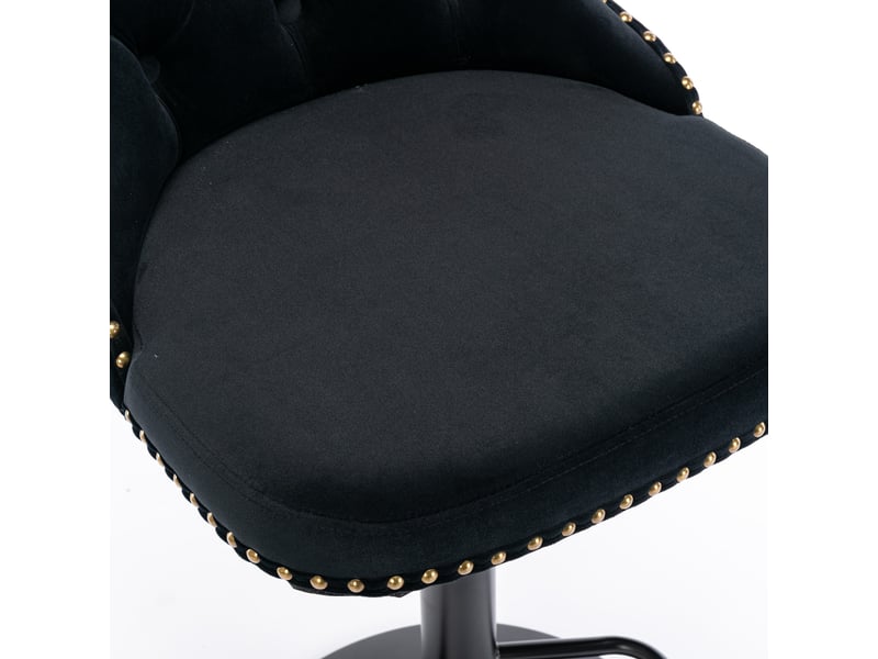  Lot de 2 tabourets de bar pivotants et réglables en velours noir  - Conforama D