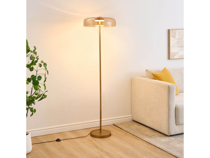  Lampadaire doré contemporain verre ambré led 165 cm - riccardo Riccardo - Conforama B