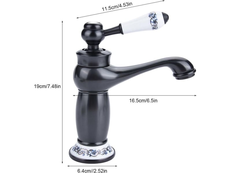  Robinet céramique laiton noir, col long vintage. Eau froidechaude, pour salle de bain et cuisine. Élégant et durable.  - Conforama B