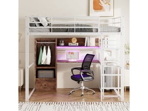 Lit mezzanine 140x200 cm <strong>REDOM</strong> <strong></strong> coloris blanc