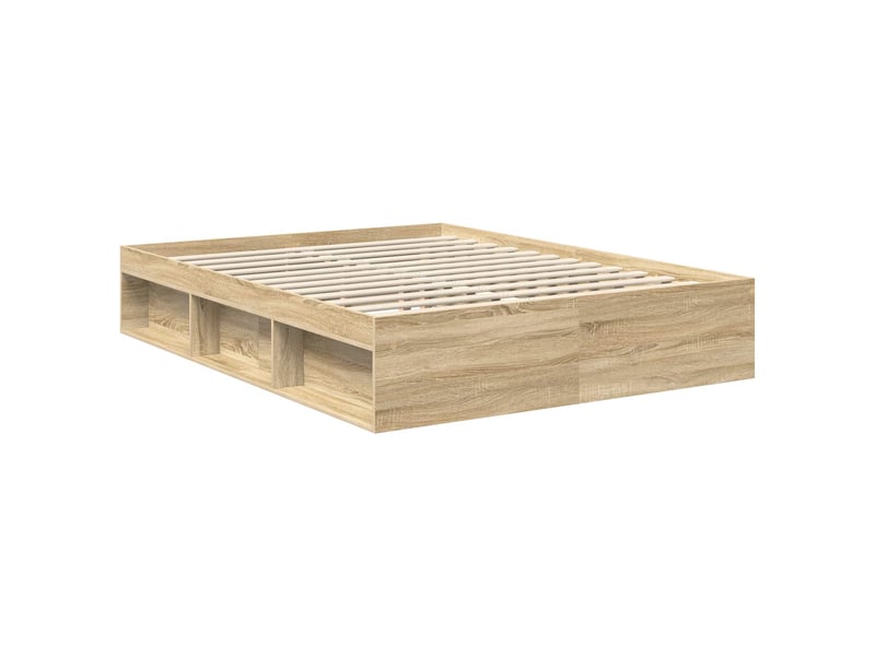 Lit double- lit adulte -  cadre de lit chêne sonoma 150 x 200 cm pin massif  - Conforama D