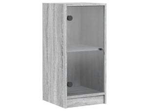 Buffet - armoire latérale avec portes en verre sonoma gris 35x37x75,5 cm