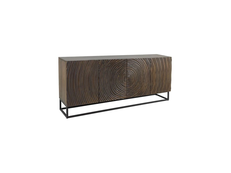  Buffet zenwood 160 cm en bois de manguier foncé – 4 portes sculptées, marron et noir  - Conforama A