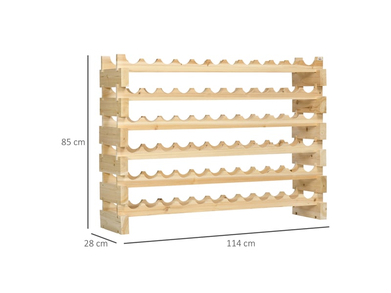 Casier à bouteilles pour 72 bouteilles, étagère à vin avec 6 niveaux modulable et superposable, casier à vin en bois de sapin massif, pour cave, bars, sous-sols, bois naturel, 114x28x85cm  - Conforama C