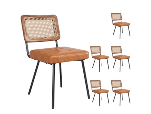 Lot de 6 chaises de salle à manger,61x46x79 cm,style rétro,similicuir,marron