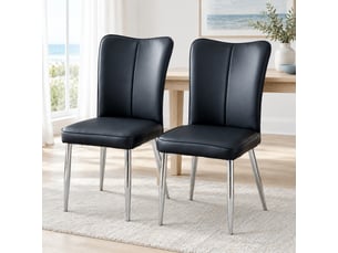 Lot de 2 chaises de salle à manger noires et argentées en pu, 45 x 44 x 89 cm