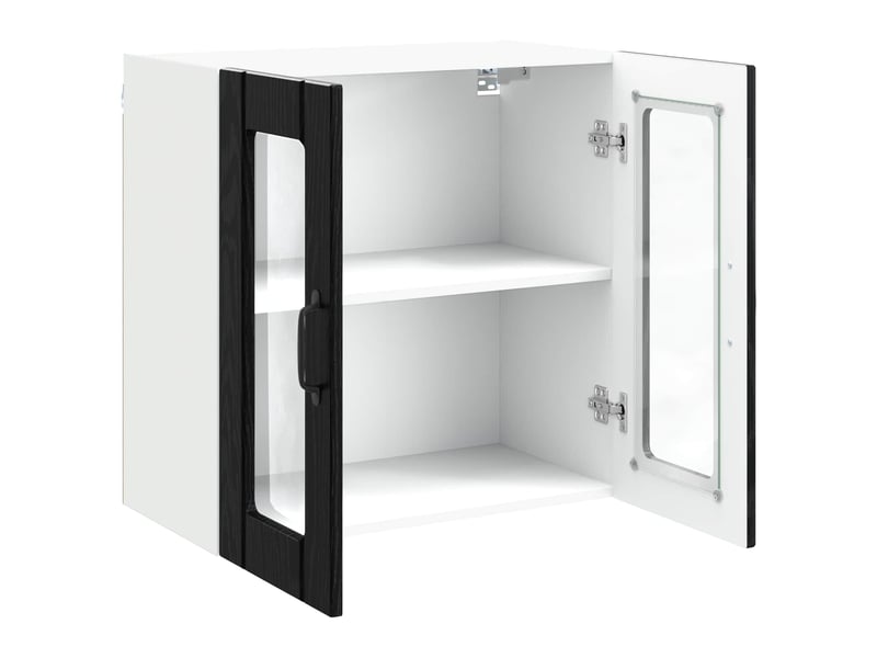  Meuble mural de cuisine, cabinet en verre mural chêne noir 60x31x60cm  - Conforama E