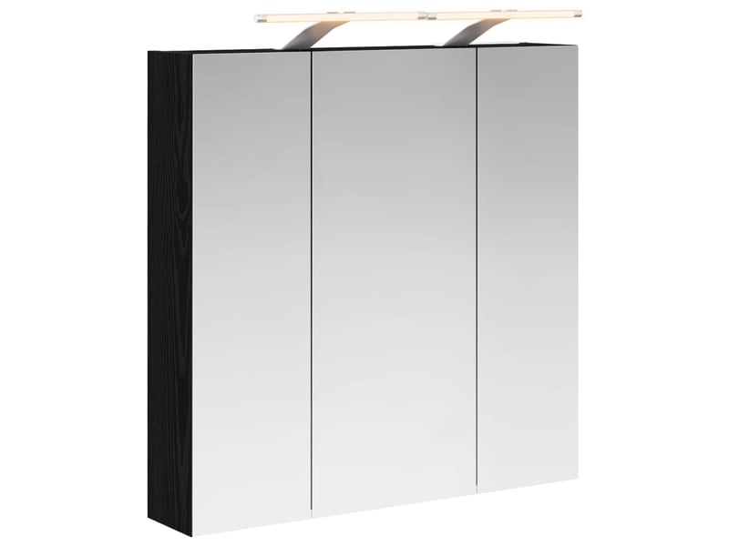 Amoire de salle de bain, meuble de salle de bain avec miroir chêne noir shl5250 - Conforama A