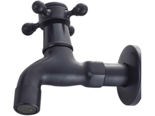 Robinet vintage pour eau froide avec monocommande interface g12 - robinet de vadrouille mural pour lavabo salle de bain-noir