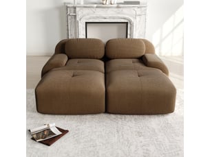 Canapé modulable, canapé 2 places, en velours tricoté, marron, sans structure, pour salon, mobilier pour espace de vie, chambre