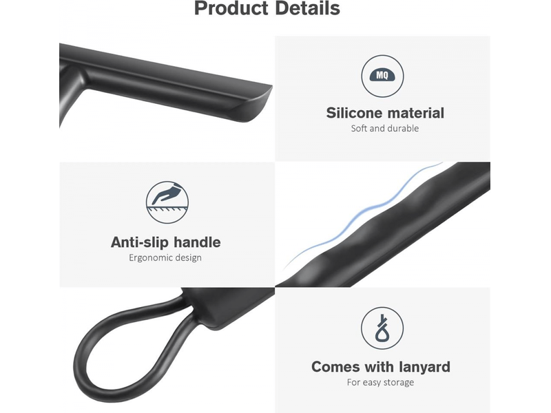  Lave-vitre de salle de bain avec support pour vitres de voiture, miroirs, 21 cm silicone noir  - Conforama C