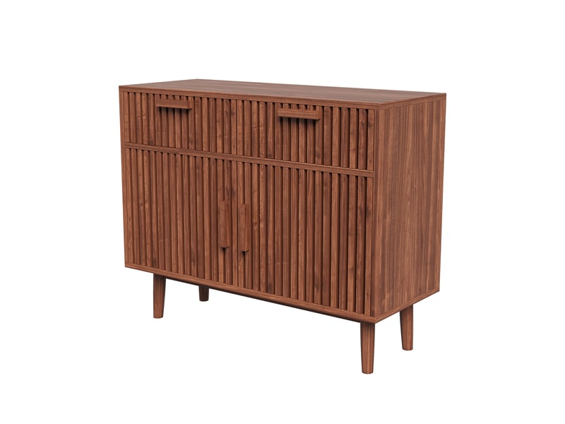  Buffet de cuisine 100 x 35 x 80 cm - noyer - meuble de rangement avec 2 tiroirs et 2 portes, style rétro et moderne  - Conforama A